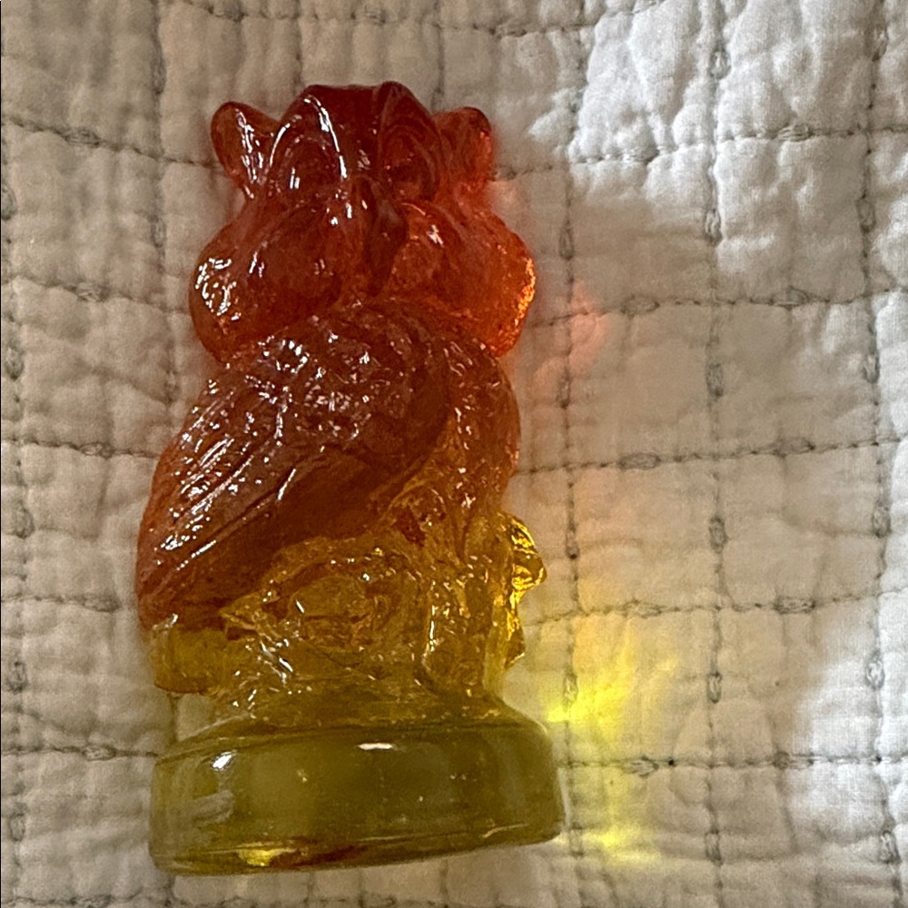 Amber and Red Glass Owl Figurine
